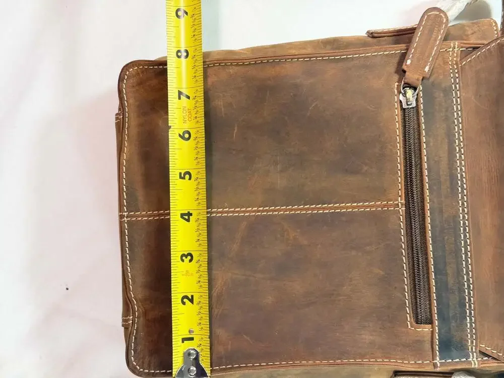 American Bison Genuine Leather Vintage Style Crossbody Messenger Bag Code 1746